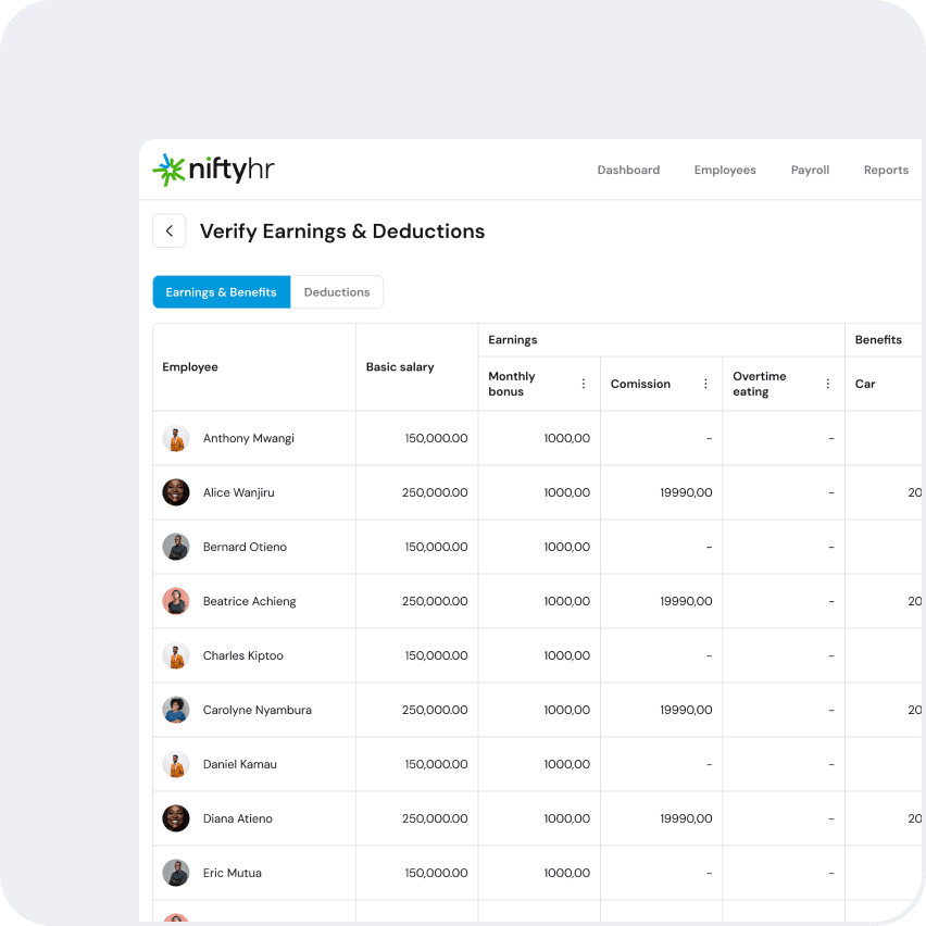 Payroll feature